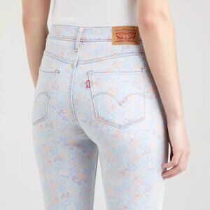 Levis 311 Womens Shaping Skinny Jeans Caitlyn Floral Indigo Size 28 Boho Hippie